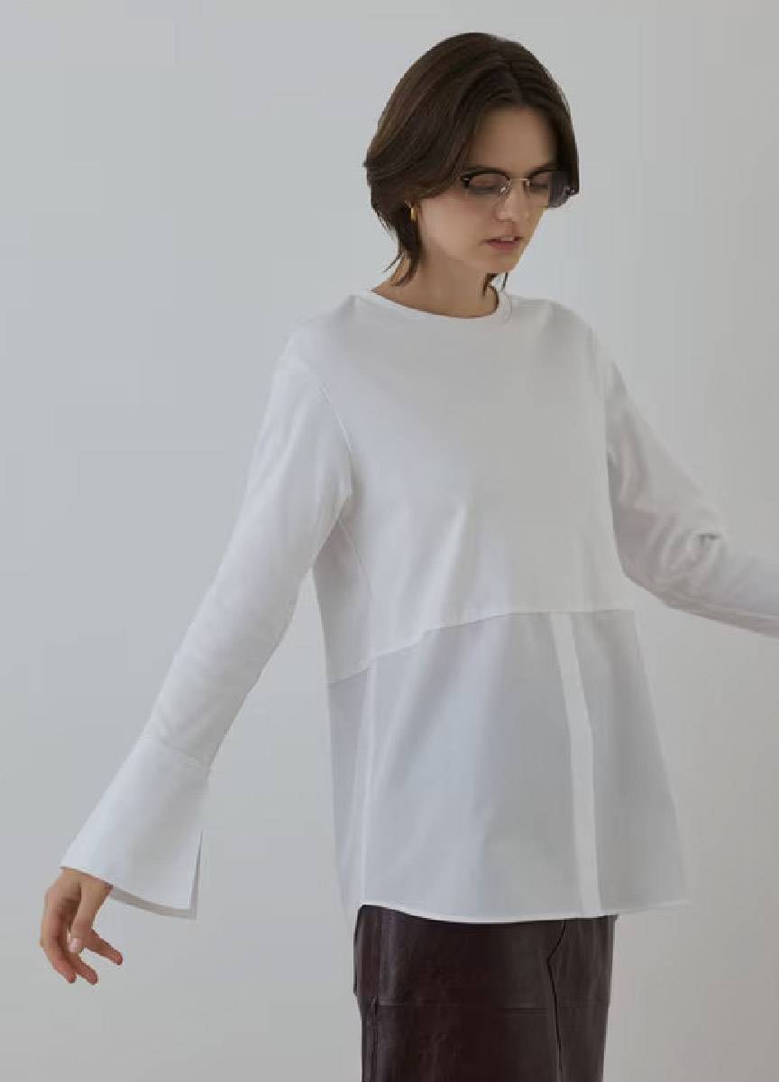 【預購商品】Diagram 拼接襯衫圓領上衣