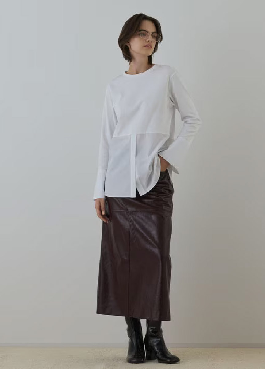 【預購商品】Diagram 拼接襯衫圓領上衣