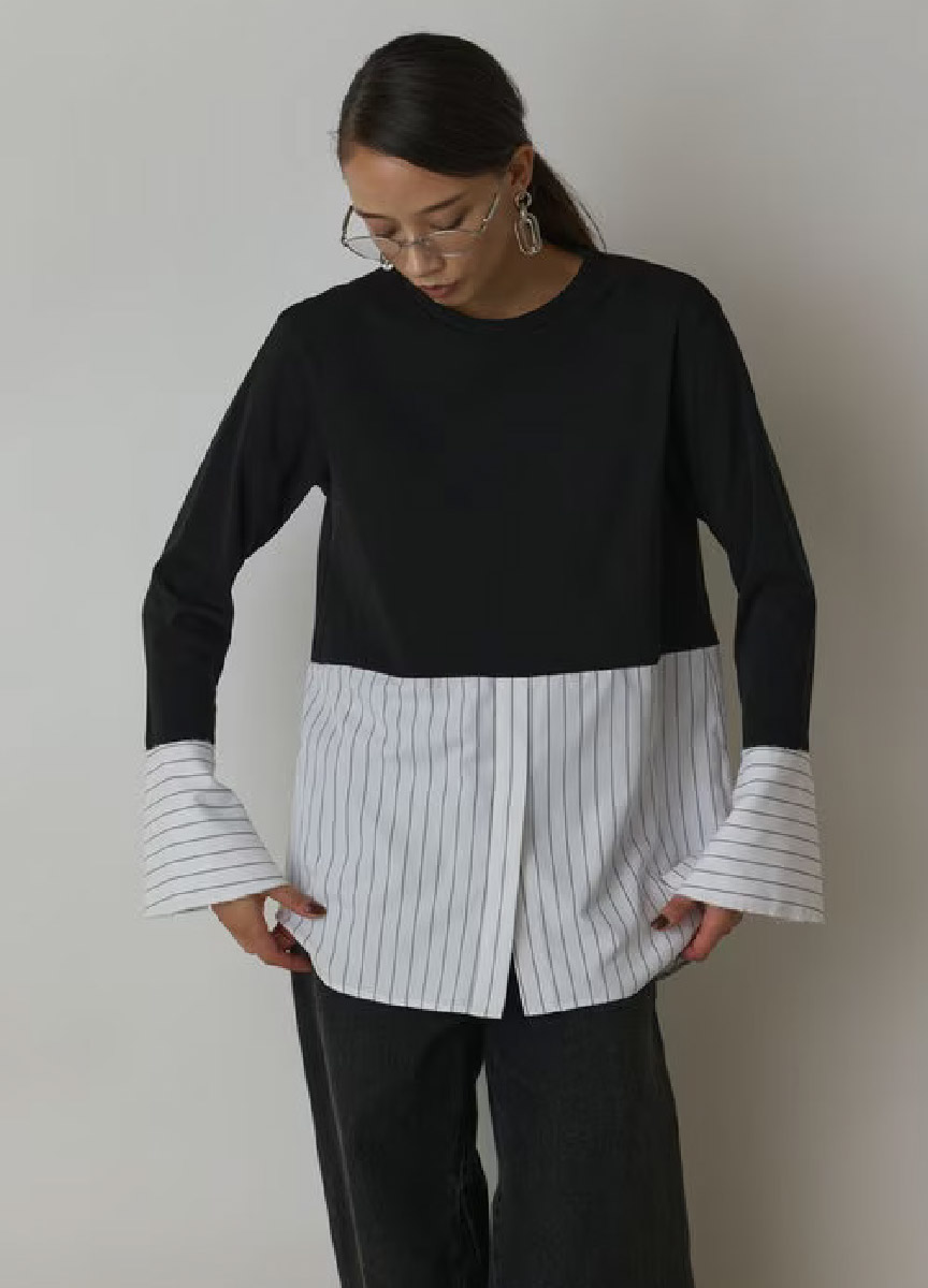 【預購商品】Diagram 拼接襯衫圓領上衣