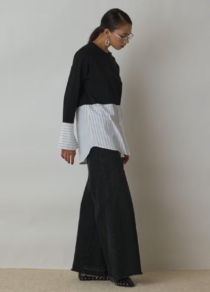 【預購商品】Diagram 拼接襯衫圓領上衣