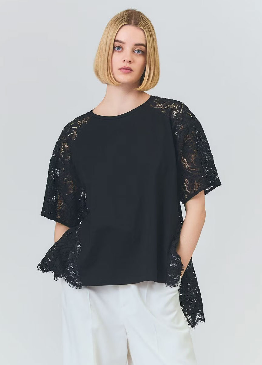 【預購商品】Class系列棉拚蕾絲短袖上衣