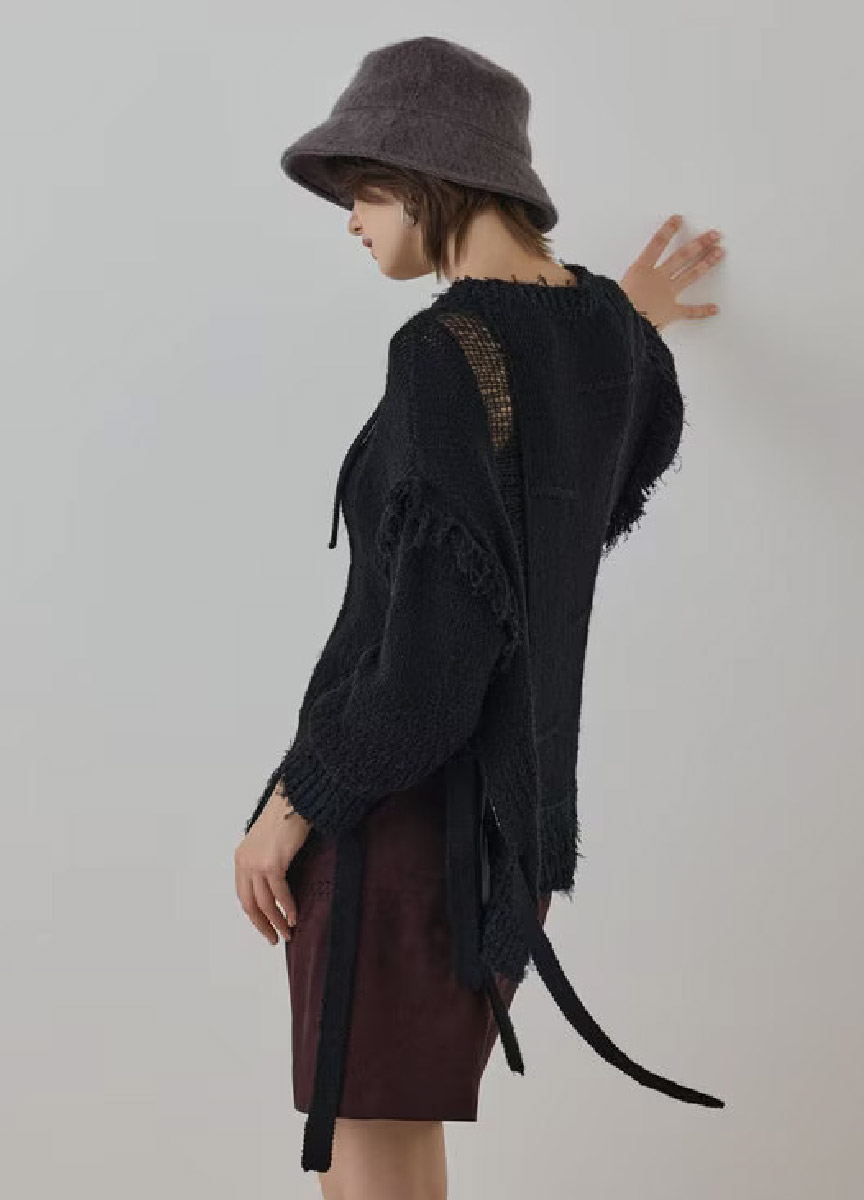 寬鬆馬海毛針織上衣
