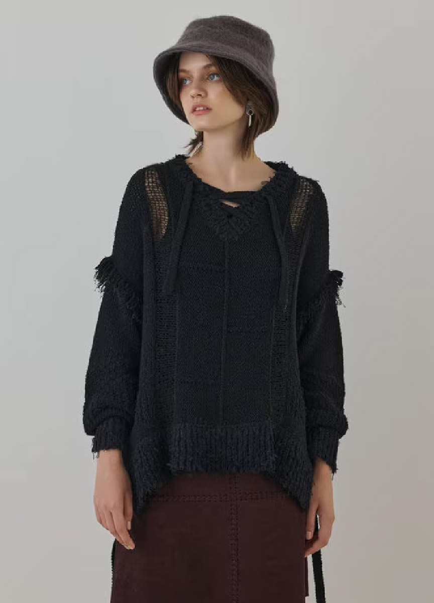 寬鬆馬海毛針織上衣