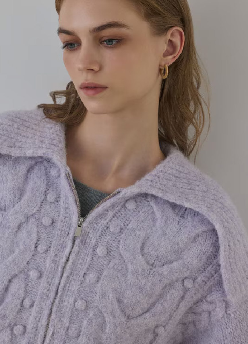 大翻領繭型針織外套