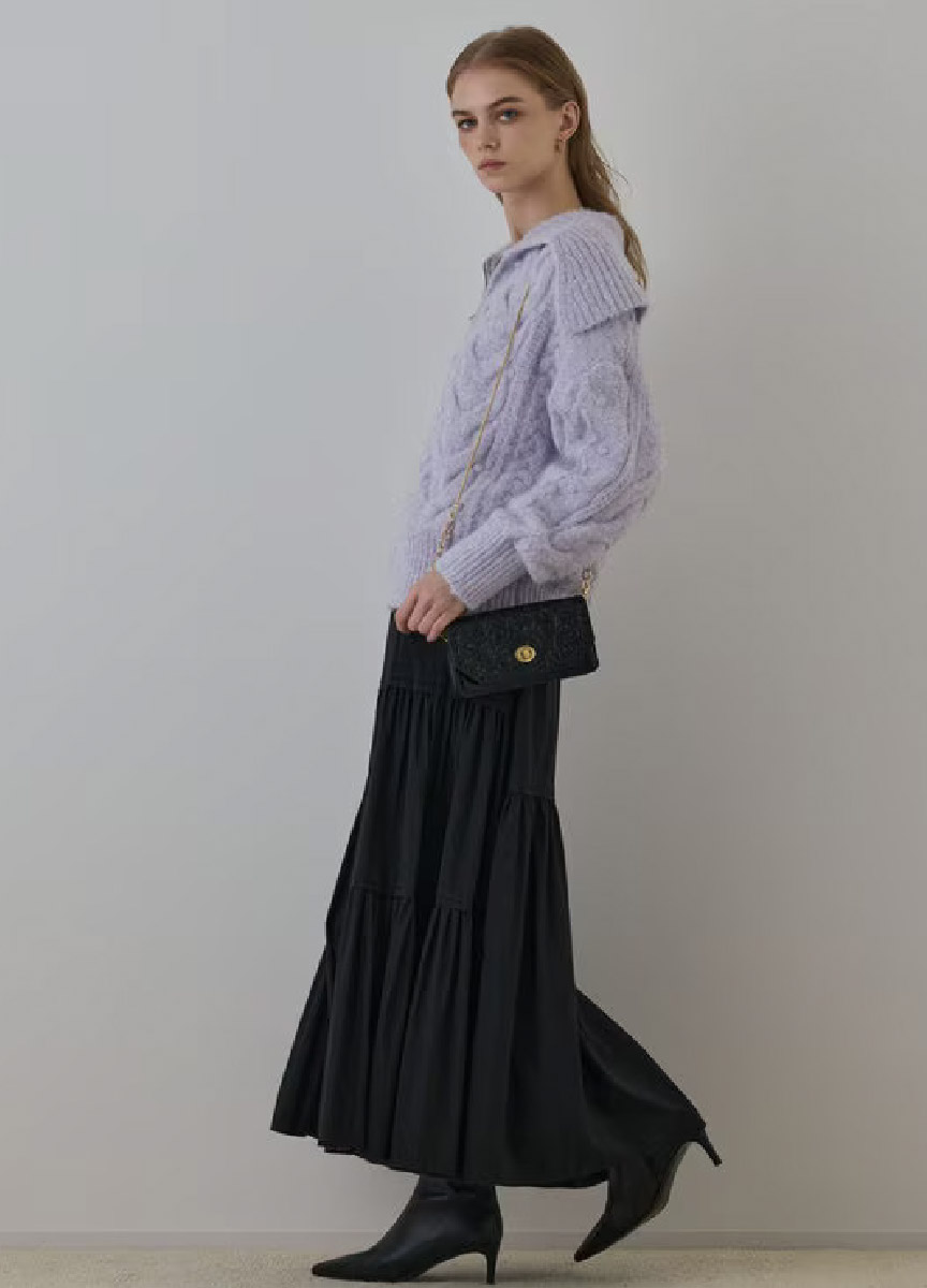 大翻領繭型針織外套