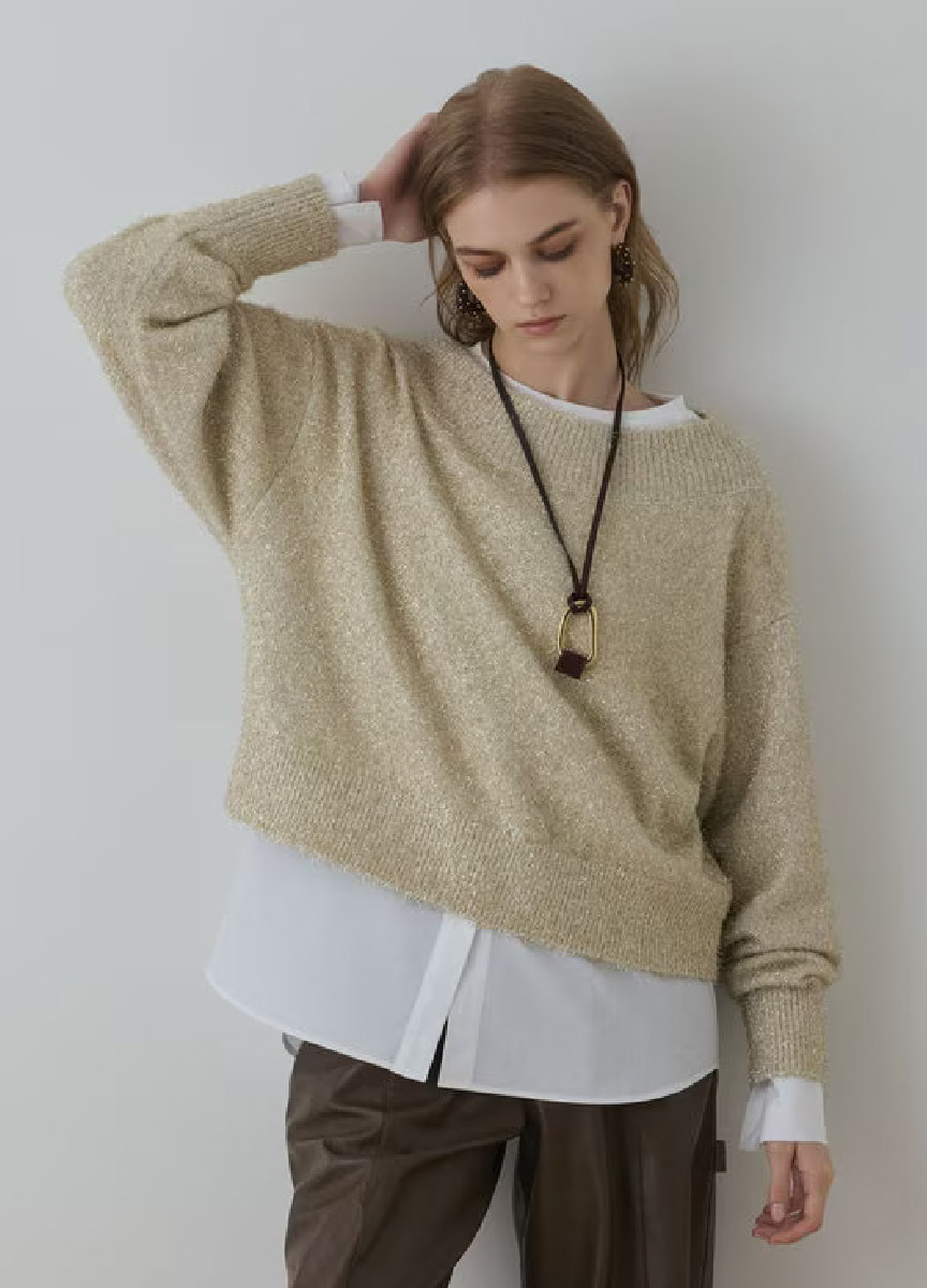 【預購商品】Diagram 金蔥船型領針織上衣