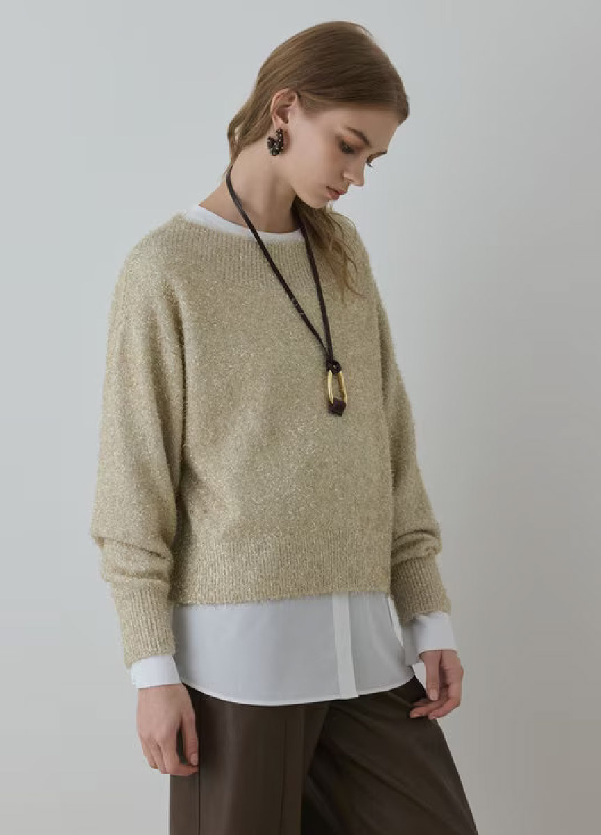 【預購商品】Diagram 金蔥船型領針織上衣