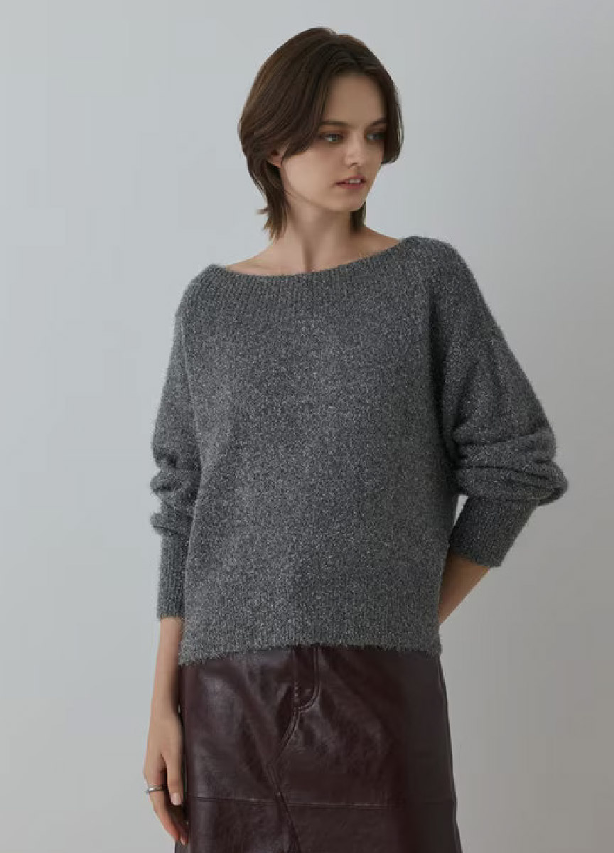 【預購商品】Diagram 金蔥船型領針織上衣