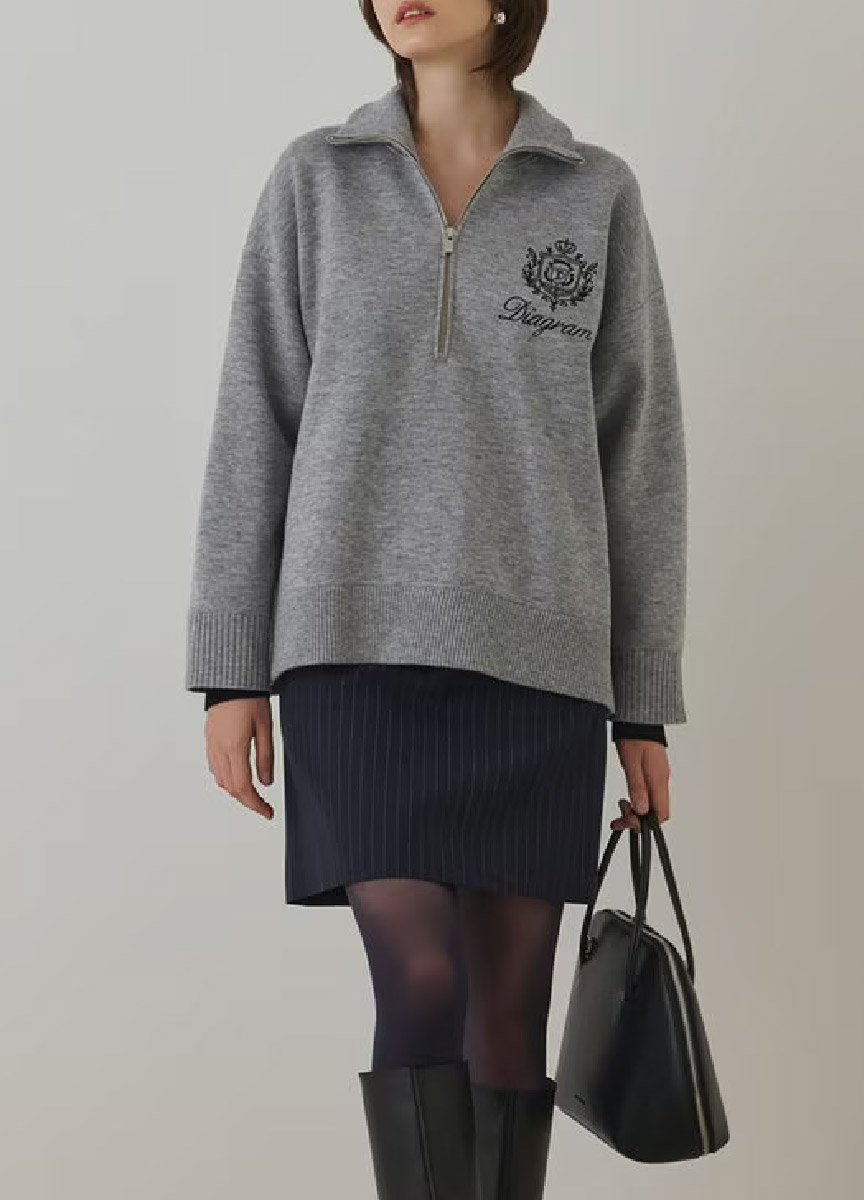 【預購商品】Diagram 刺繡Logo拉鍊立領上衣