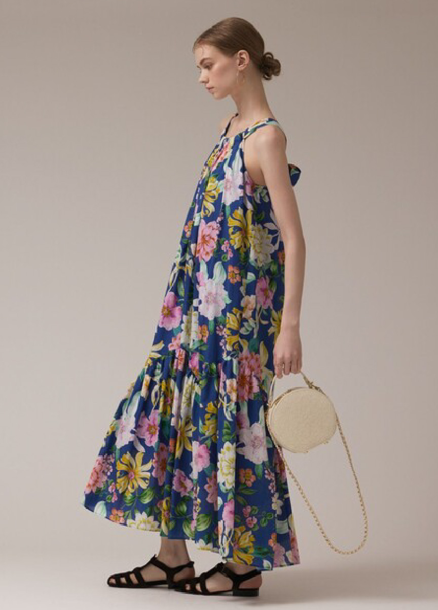 【預購商品】華麗印花削肩洋裝