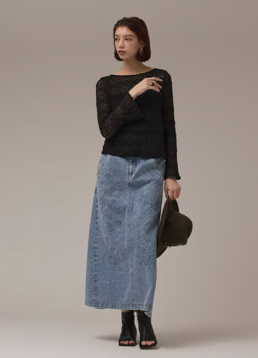 【預購商品】浮雕押花牛仔裙