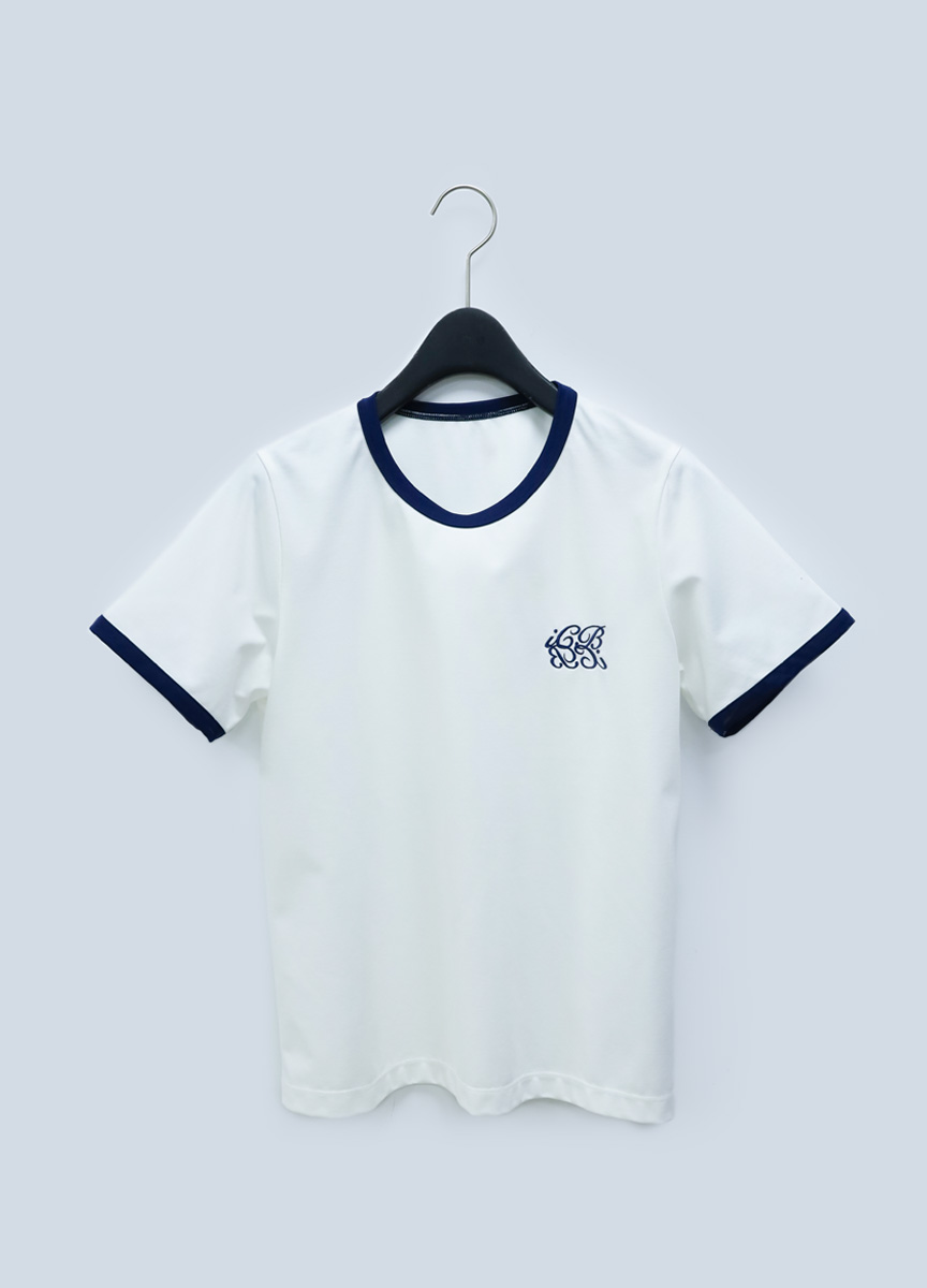 領邊配色刺繡LOGO棉T