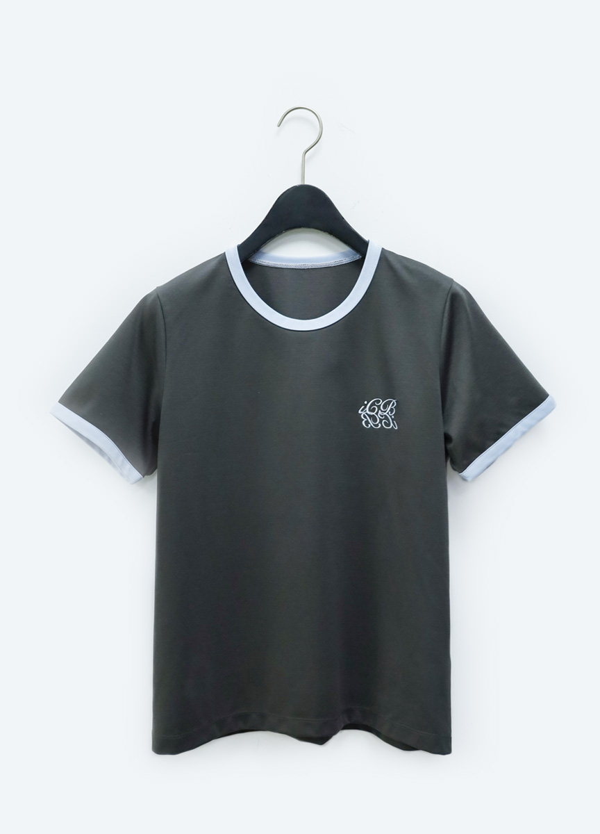 領邊配色刺繡LOGO棉T