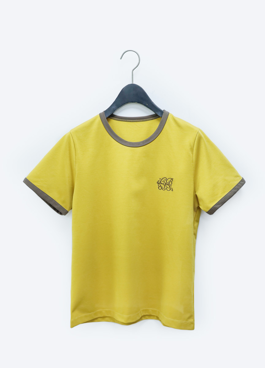 領邊配色刺繡LOGO棉T