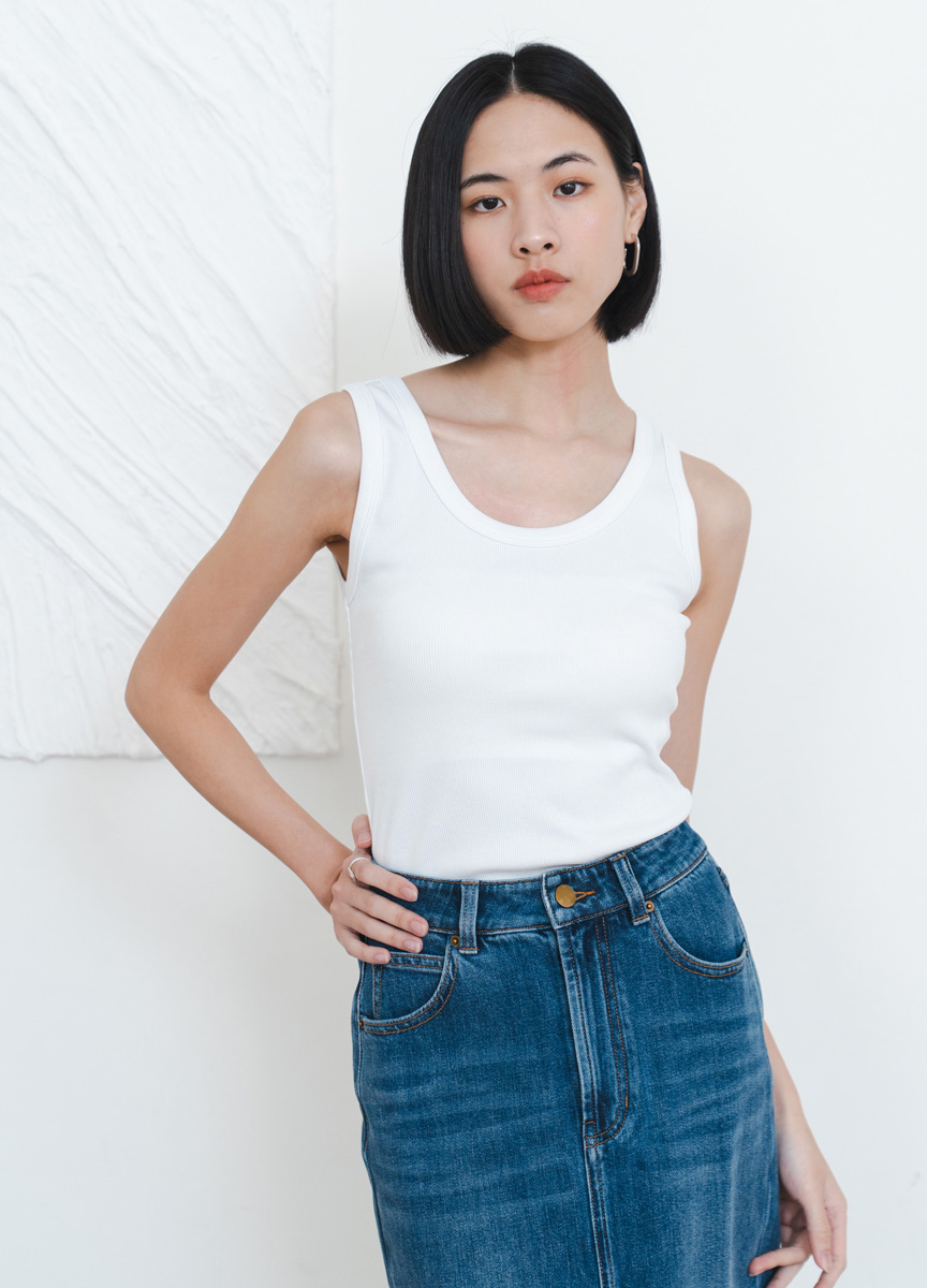 簡約彈性混棉坦克背心