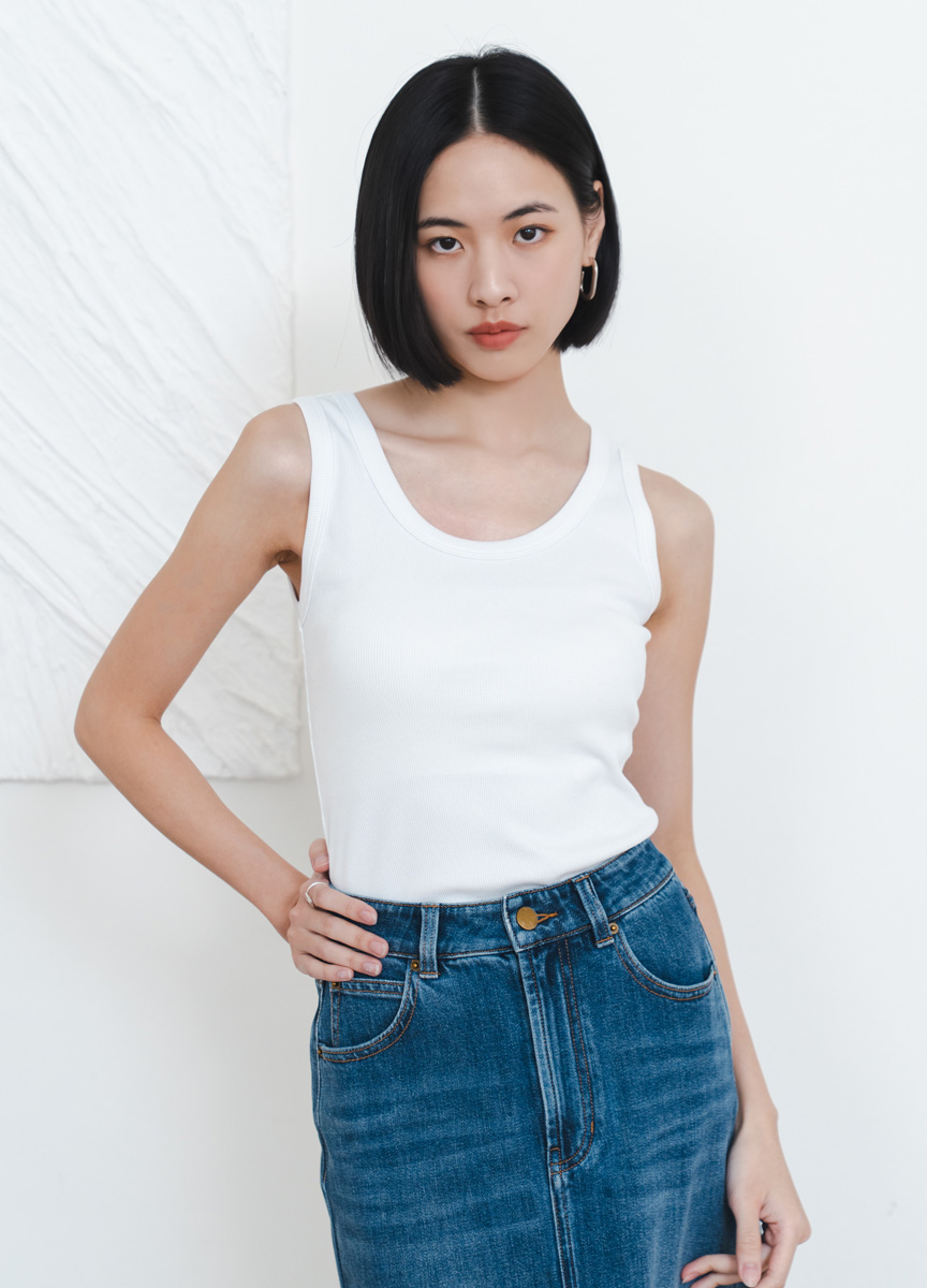簡約彈性混棉坦克背心