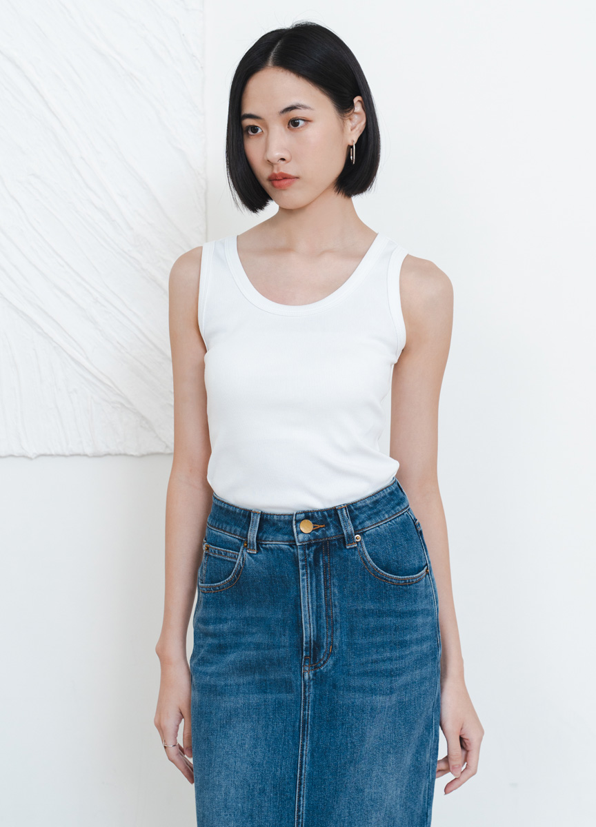 簡約彈性混棉坦克背心