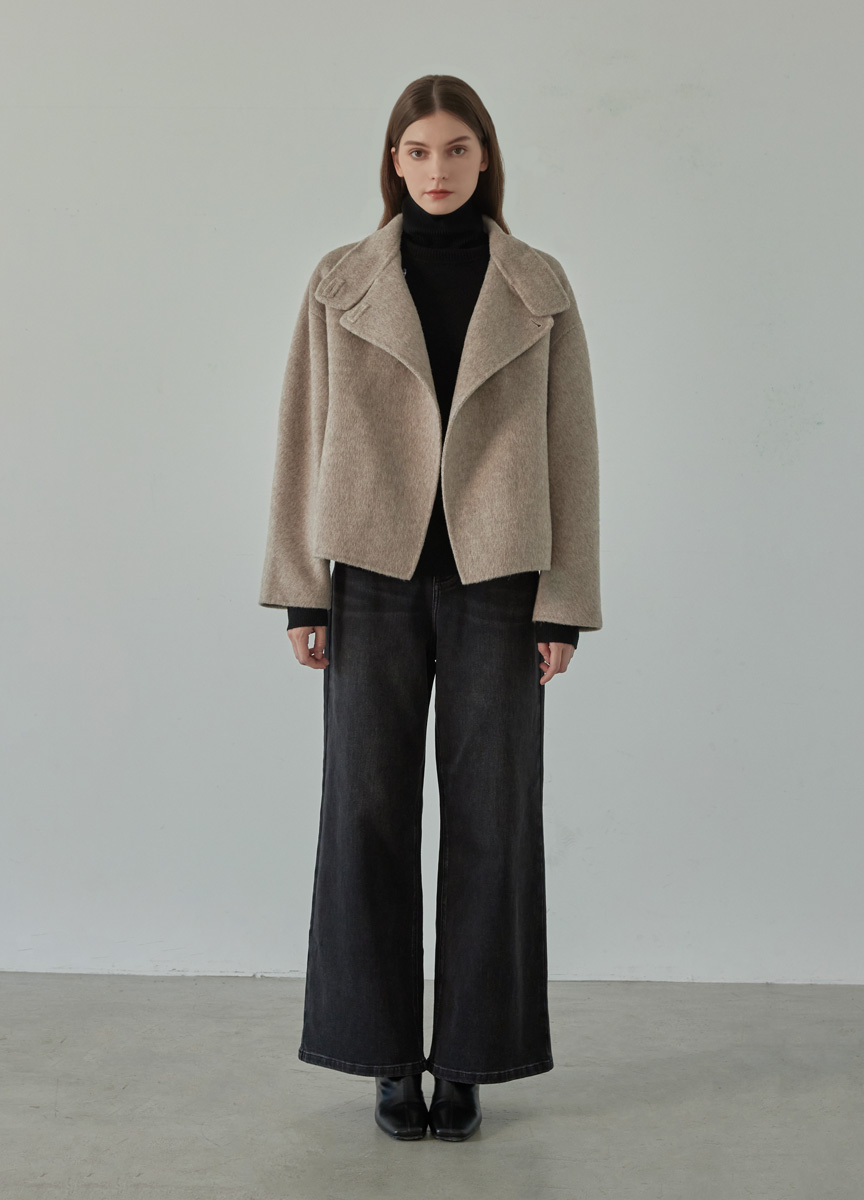 簡約休閒丹寧長寬褲(灰色)