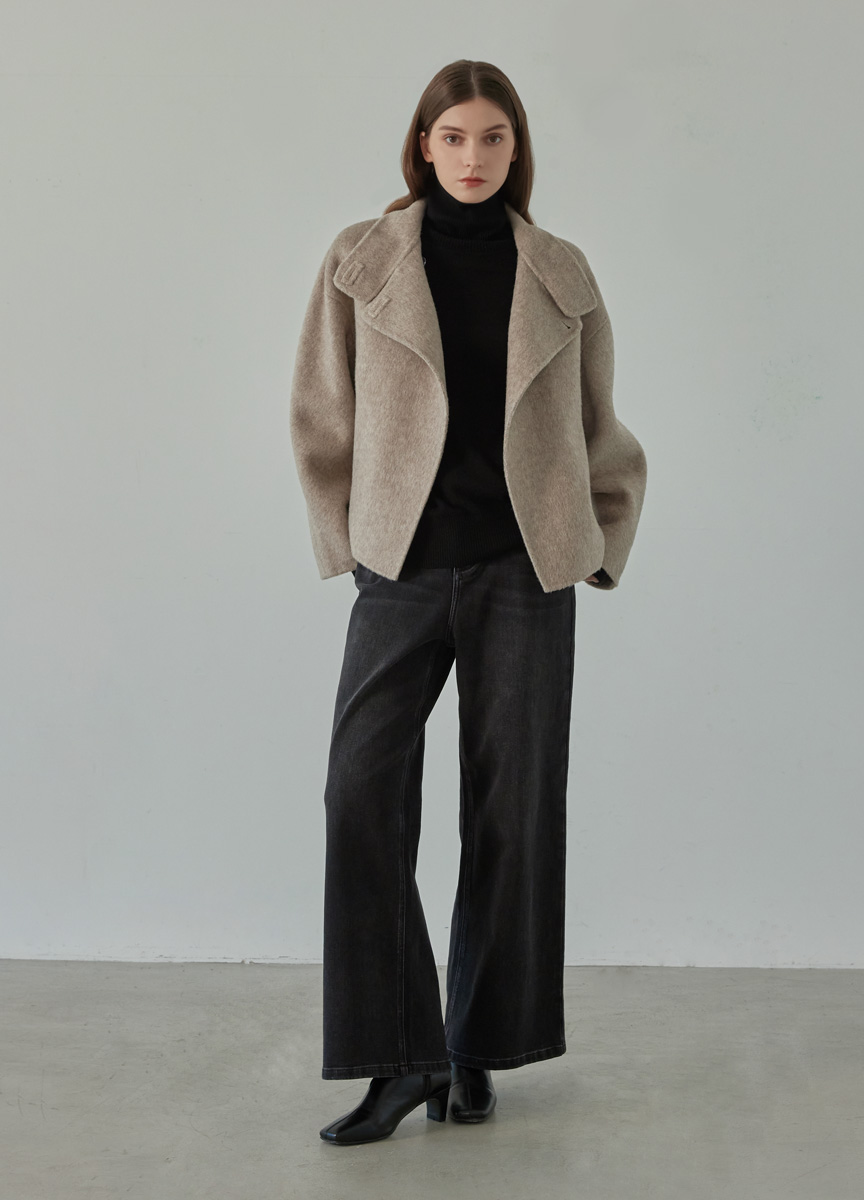 簡約休閒丹寧長寬褲(灰色)