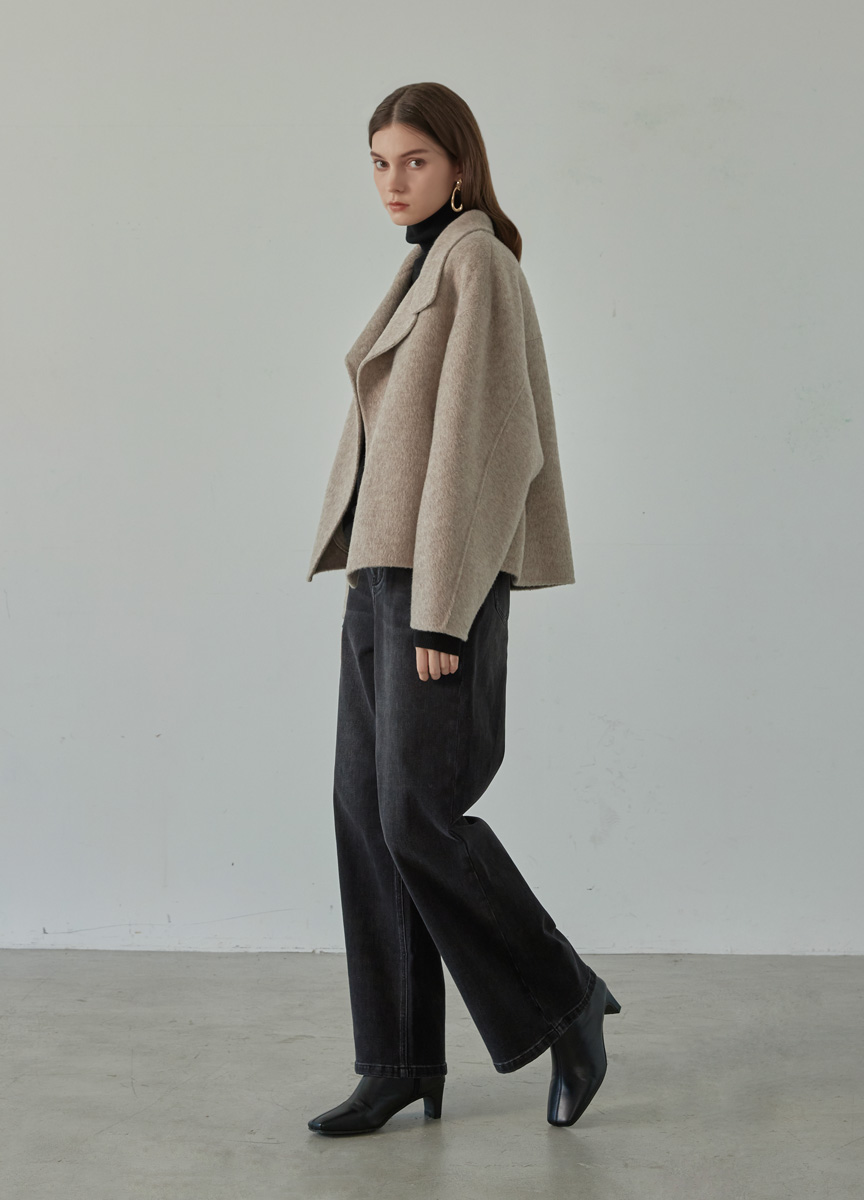 簡約休閒丹寧長寬褲(灰色)