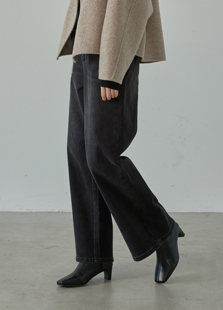 簡約休閒丹寧長寬褲(灰色)