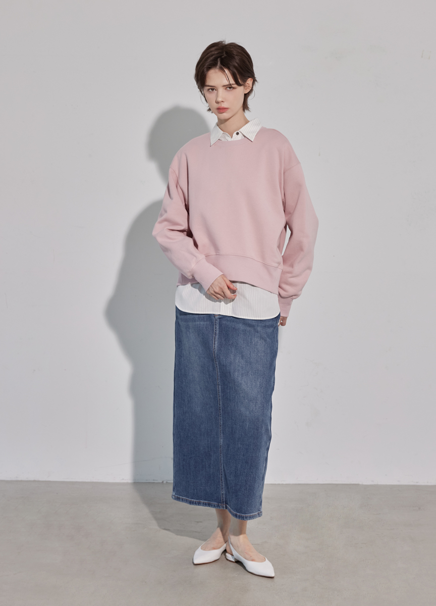 質感丹寧直筒裙