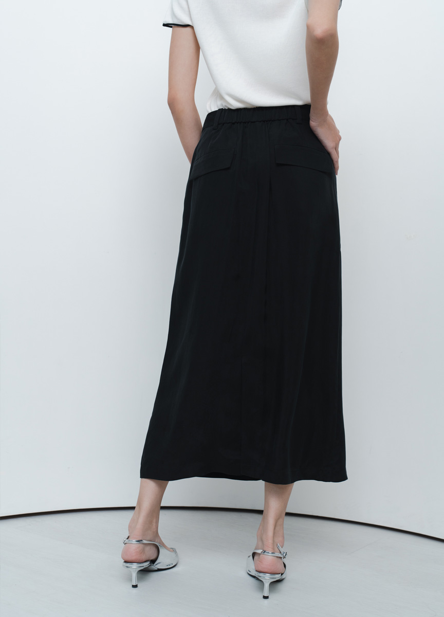 質感柔絲口袋工裝裙