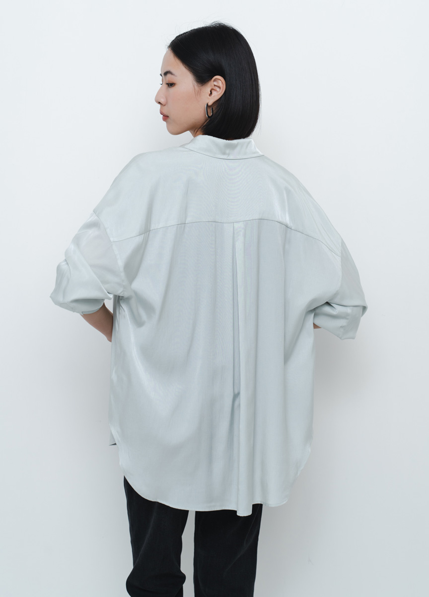 質感柔霧長袖口袋襯衫
