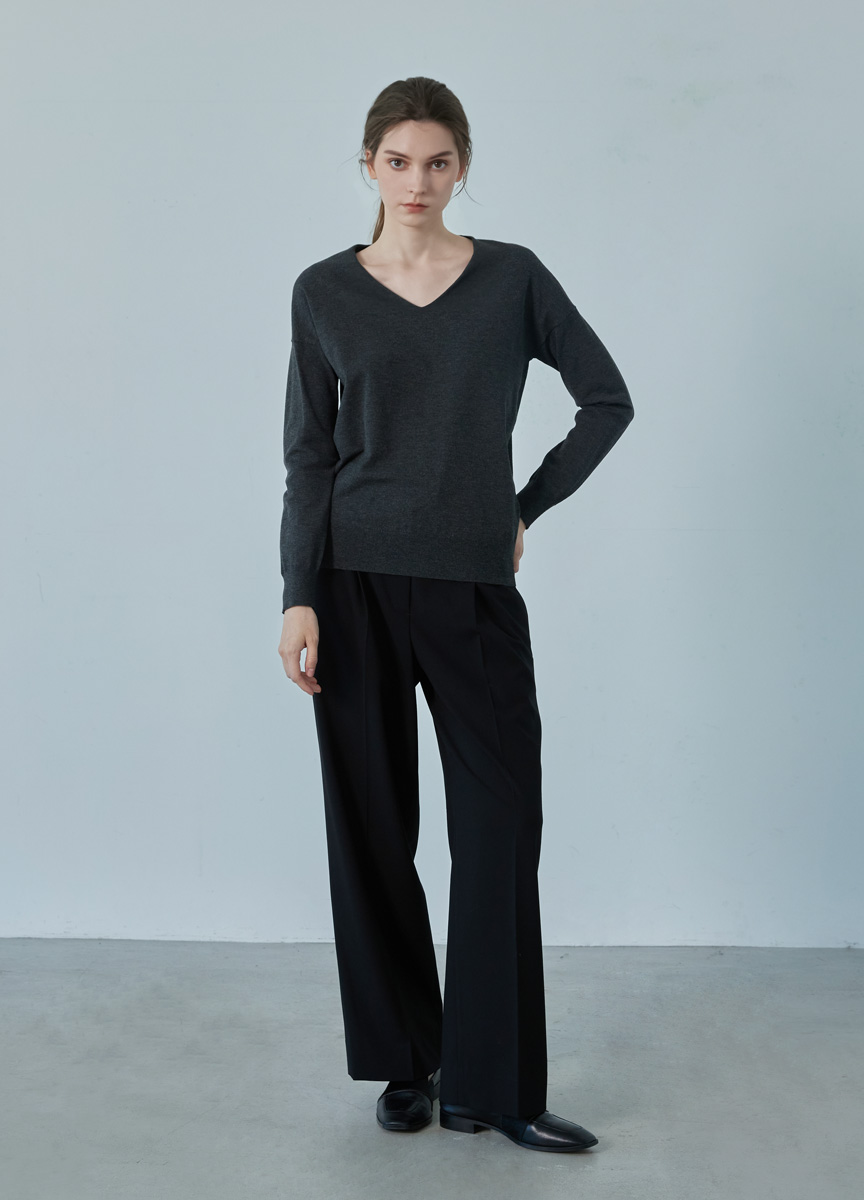 親膚V領修身針織上衣