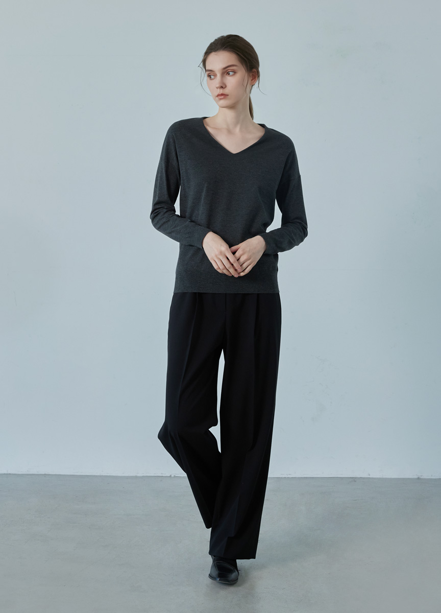 親膚V領修身針織上衣