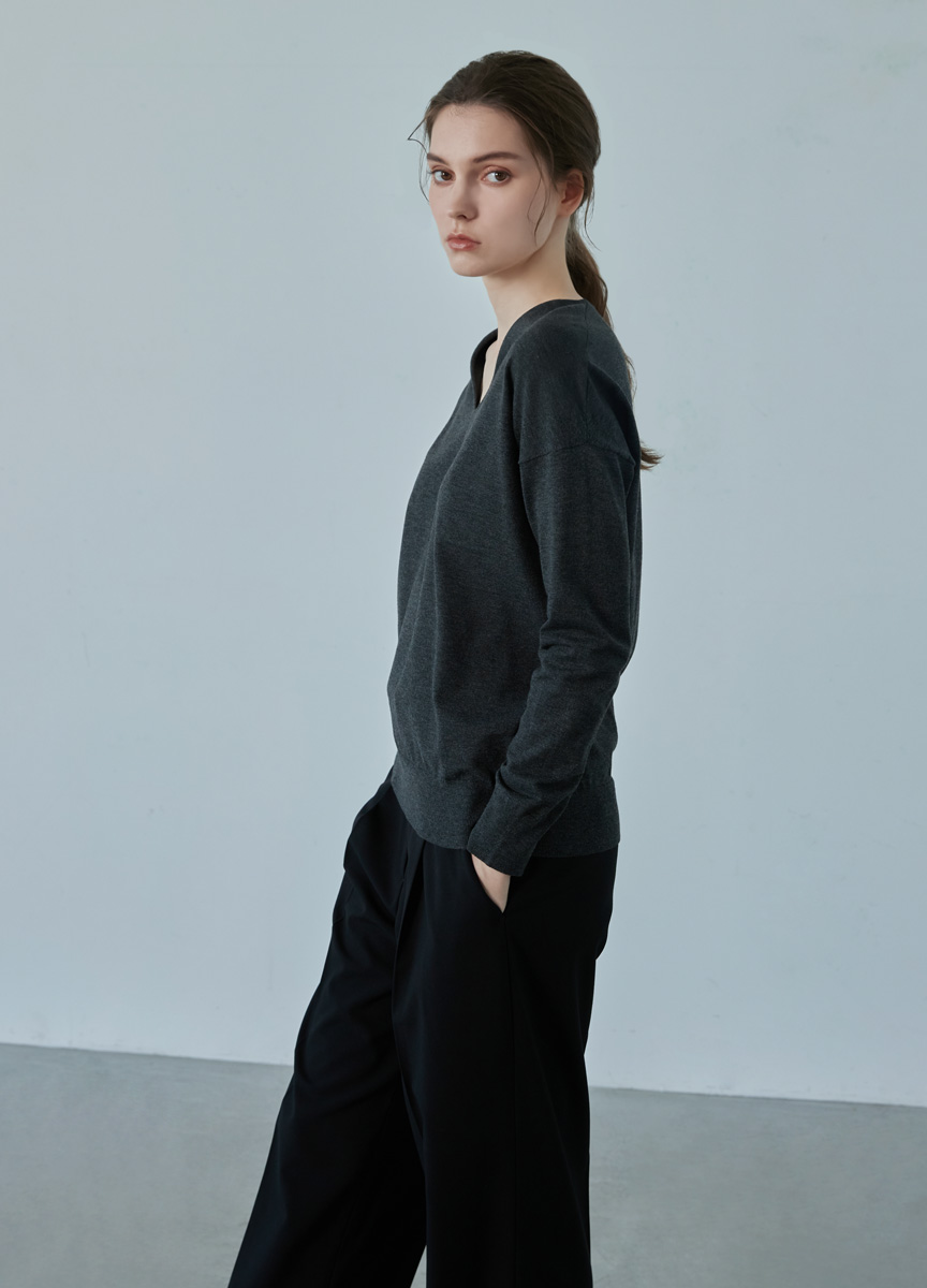 親膚V領修身針織上衣