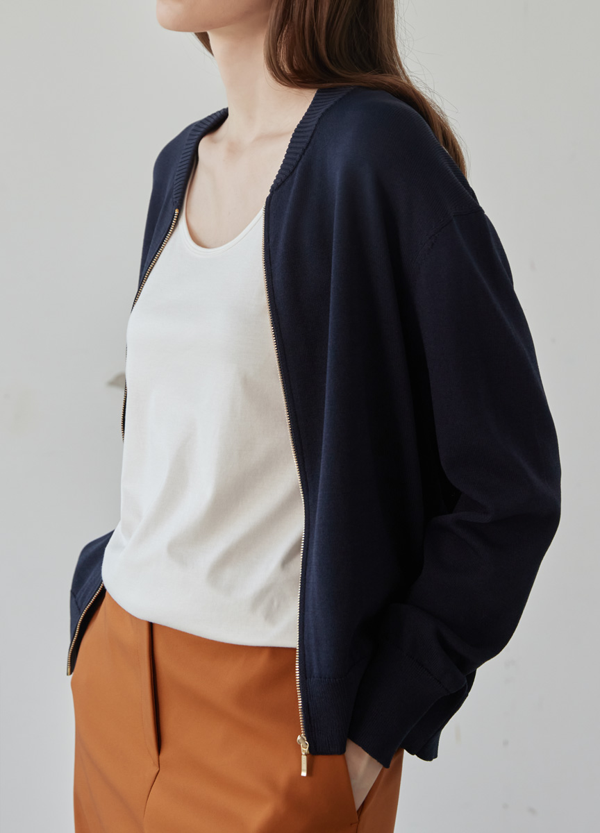 涼感針織拉鍊外套