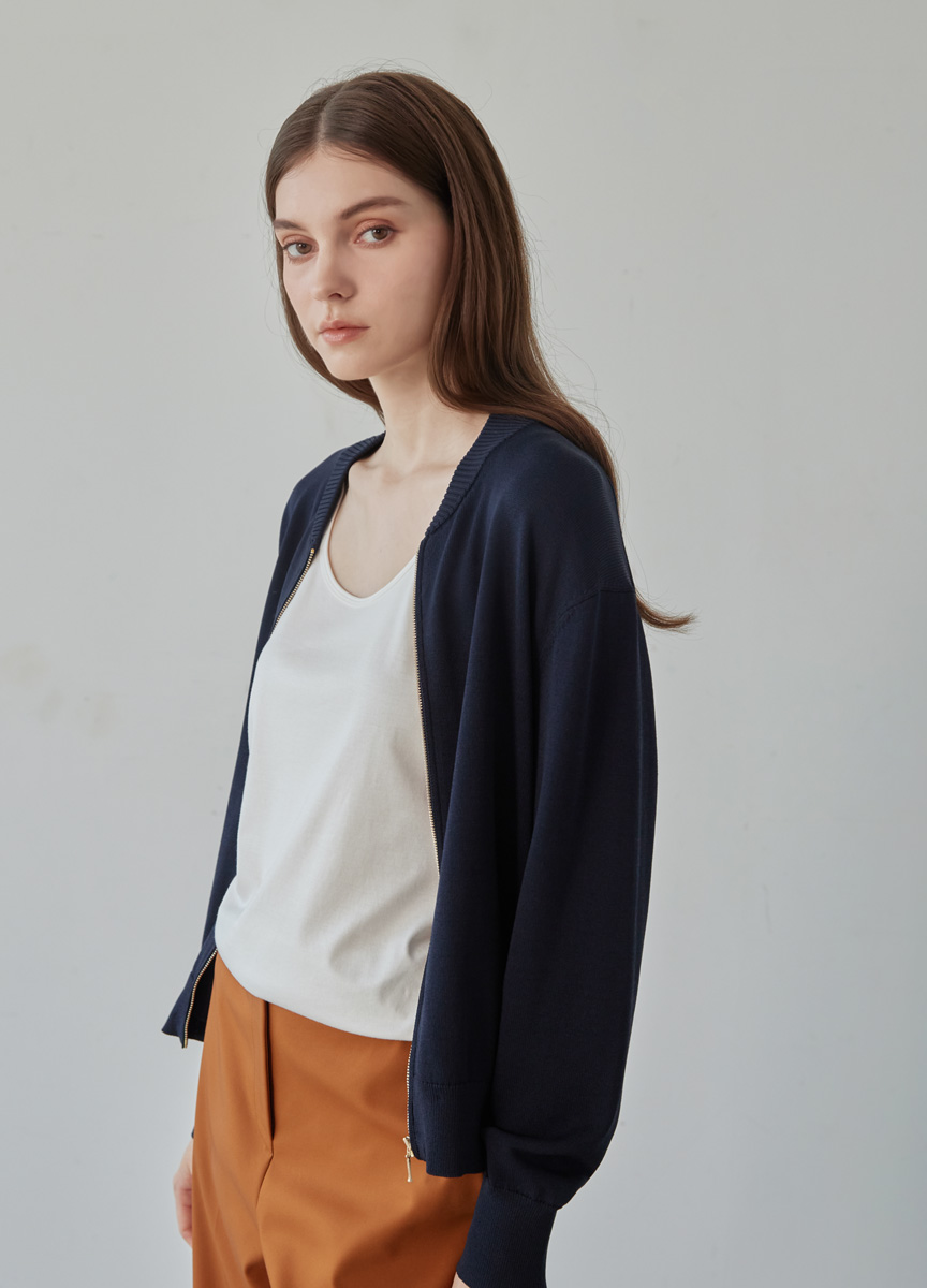 涼感針織拉鍊外套