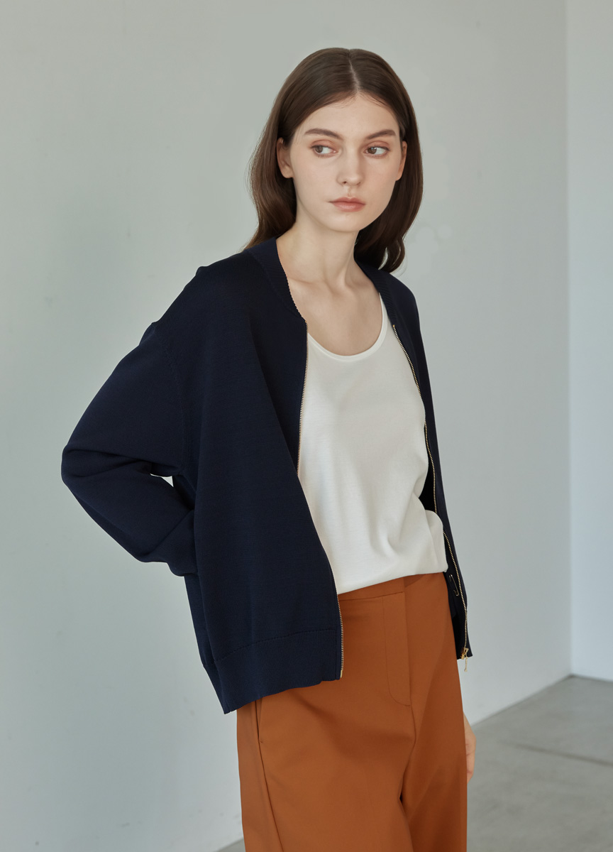 涼感針織拉鍊外套