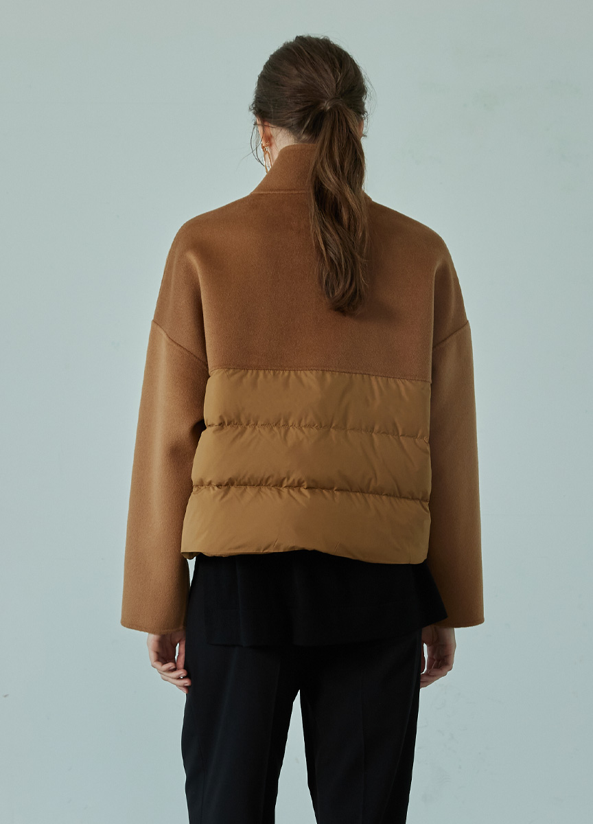 羽絨拼雙絨立領短大衣