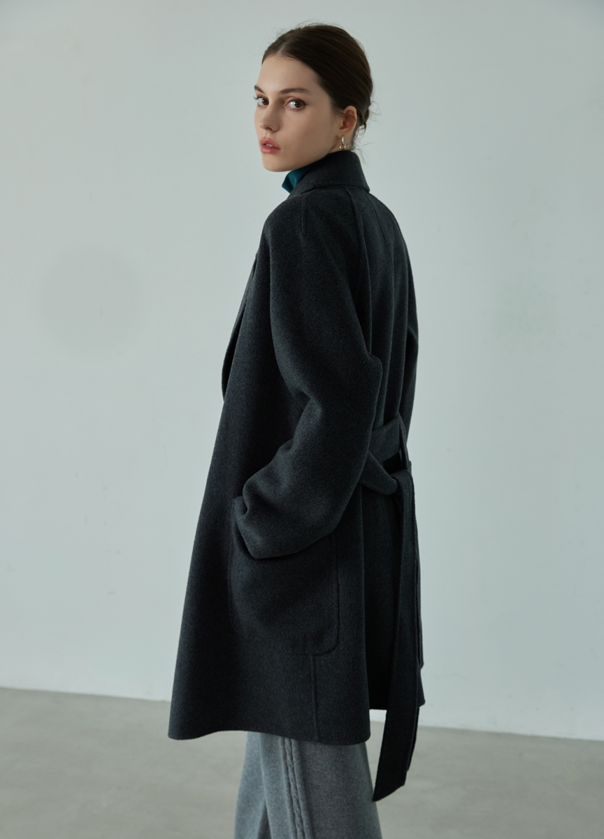 純喀舍米爾中長版大衣