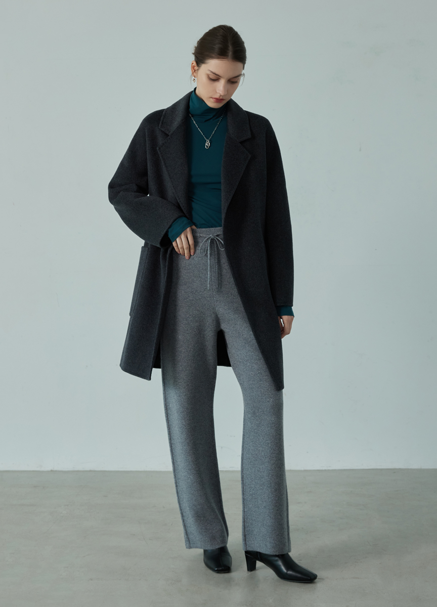 純喀舍米爾中長版大衣