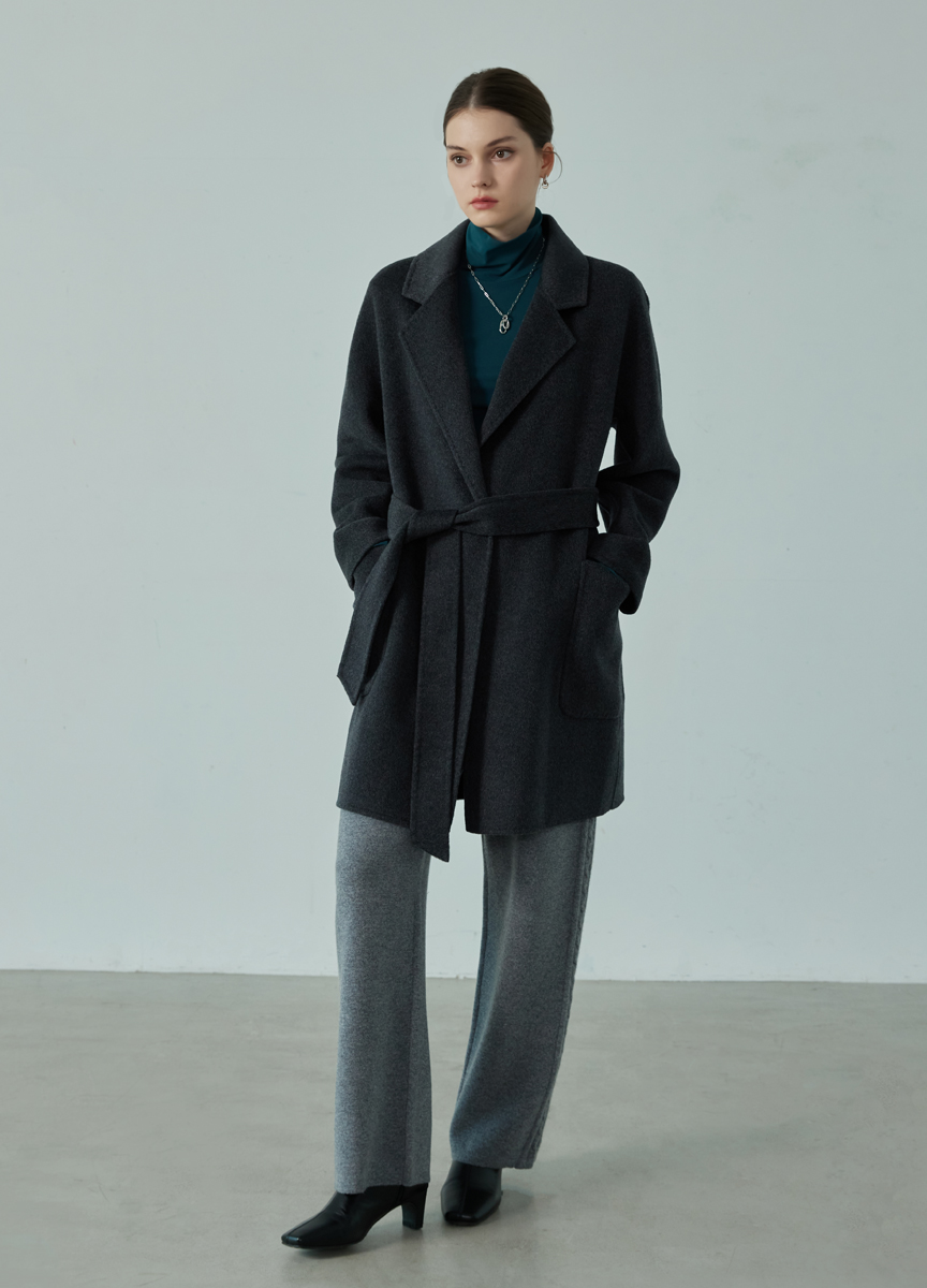 純喀舍米爾中長版大衣