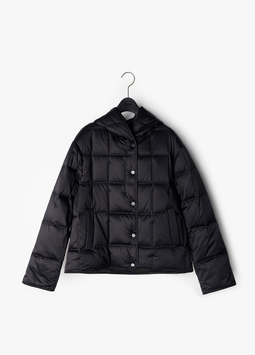 簡約連帽羽絨短大衣