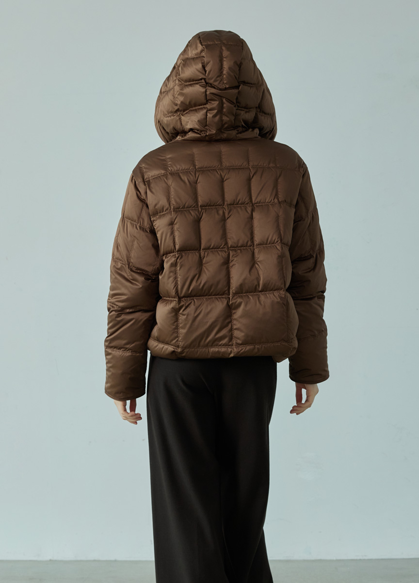 簡約連帽羽絨短大衣