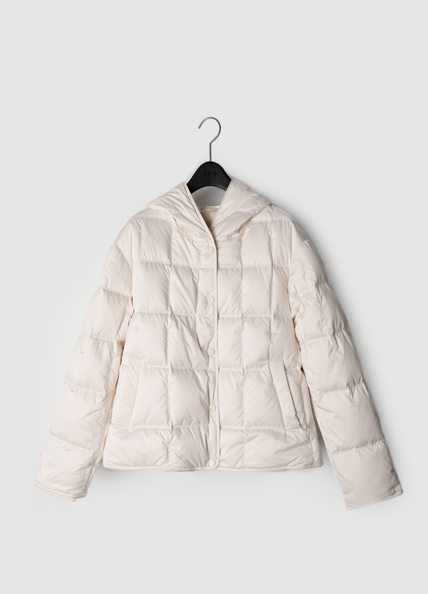 簡約連帽羽絨短大衣