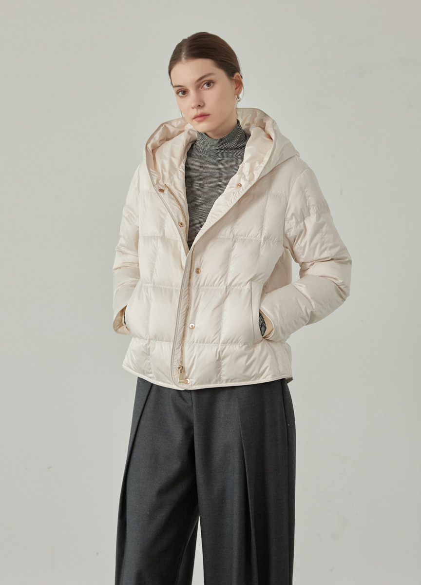 簡約連帽羽絨短大衣