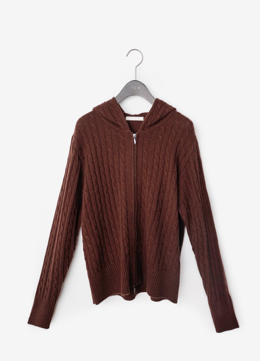 麻花造型針織連帽拉鍊上衣 麻花造型針織連帽拉鍊上衣