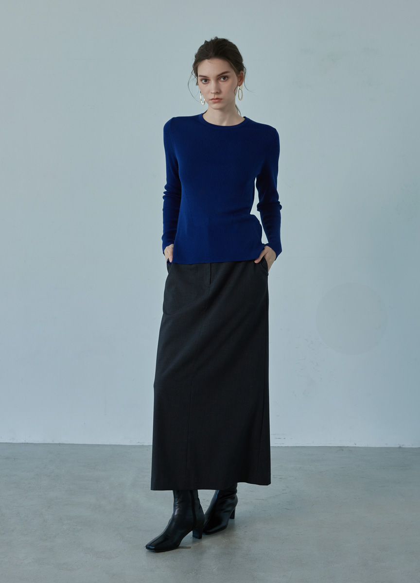 簡約羅紋質感美麗諾針織長袖