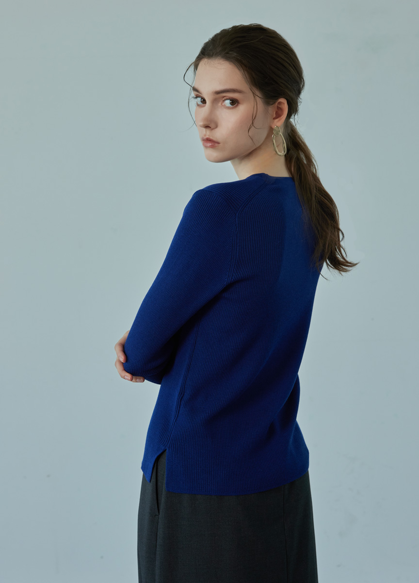 簡約羅紋質感美麗諾針織長袖