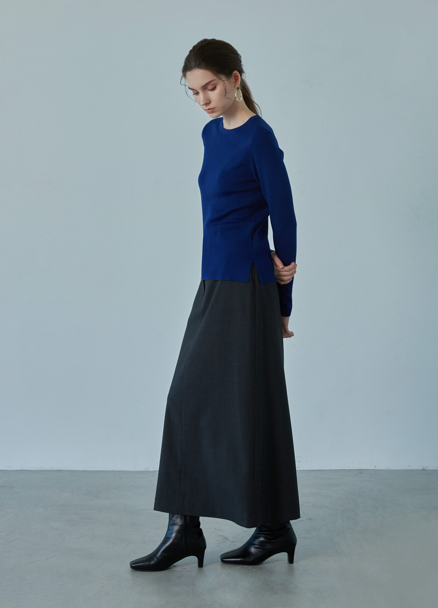 簡約羅紋質感美麗諾針織長袖