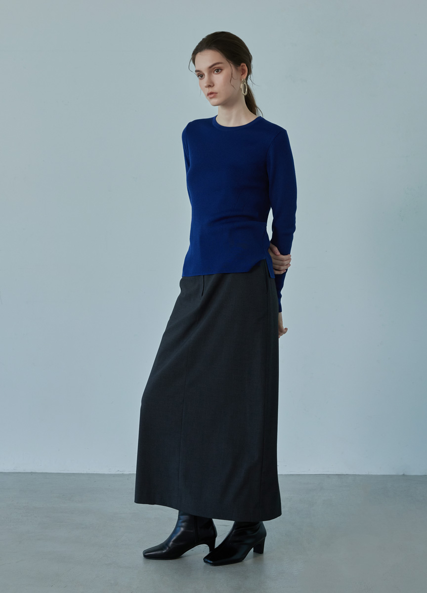 簡約羅紋質感美麗諾針織長袖