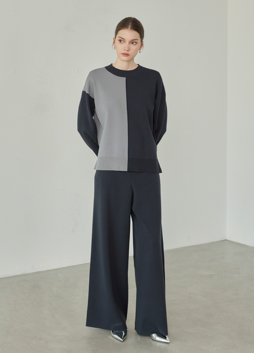 拼接色塊設計針織衫