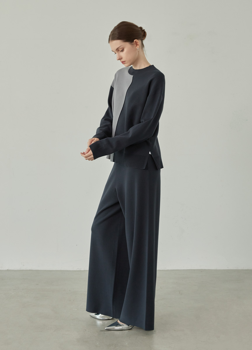 拼接色塊設計針織衫