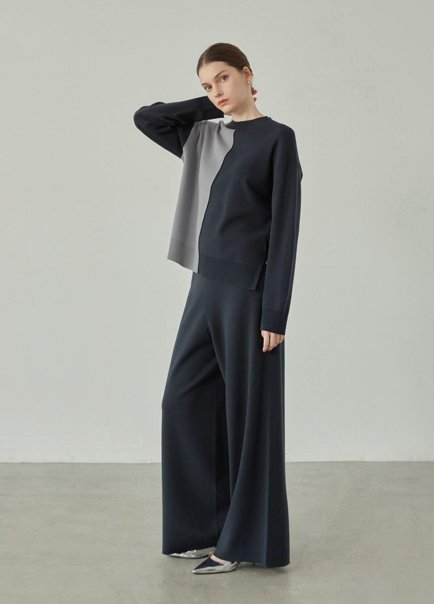 拼接色塊設計針織衫